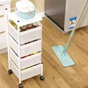 Розкладна етажерка-органайзер на колесах 4 яруси Stenson R93519 (27x77 см) біла