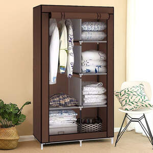 Тканевый шкаф складной STORAGE WARDROBE KM-105 на 2 секции (106х45х170 см), органайзер для одежды